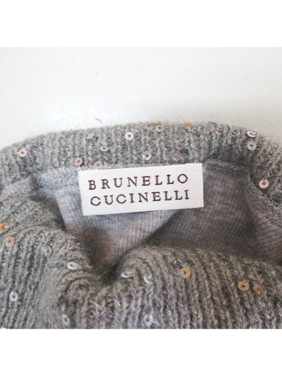 Brunello Cucinelli Short Sleeve Top L Gray Knit Contrast main image 5